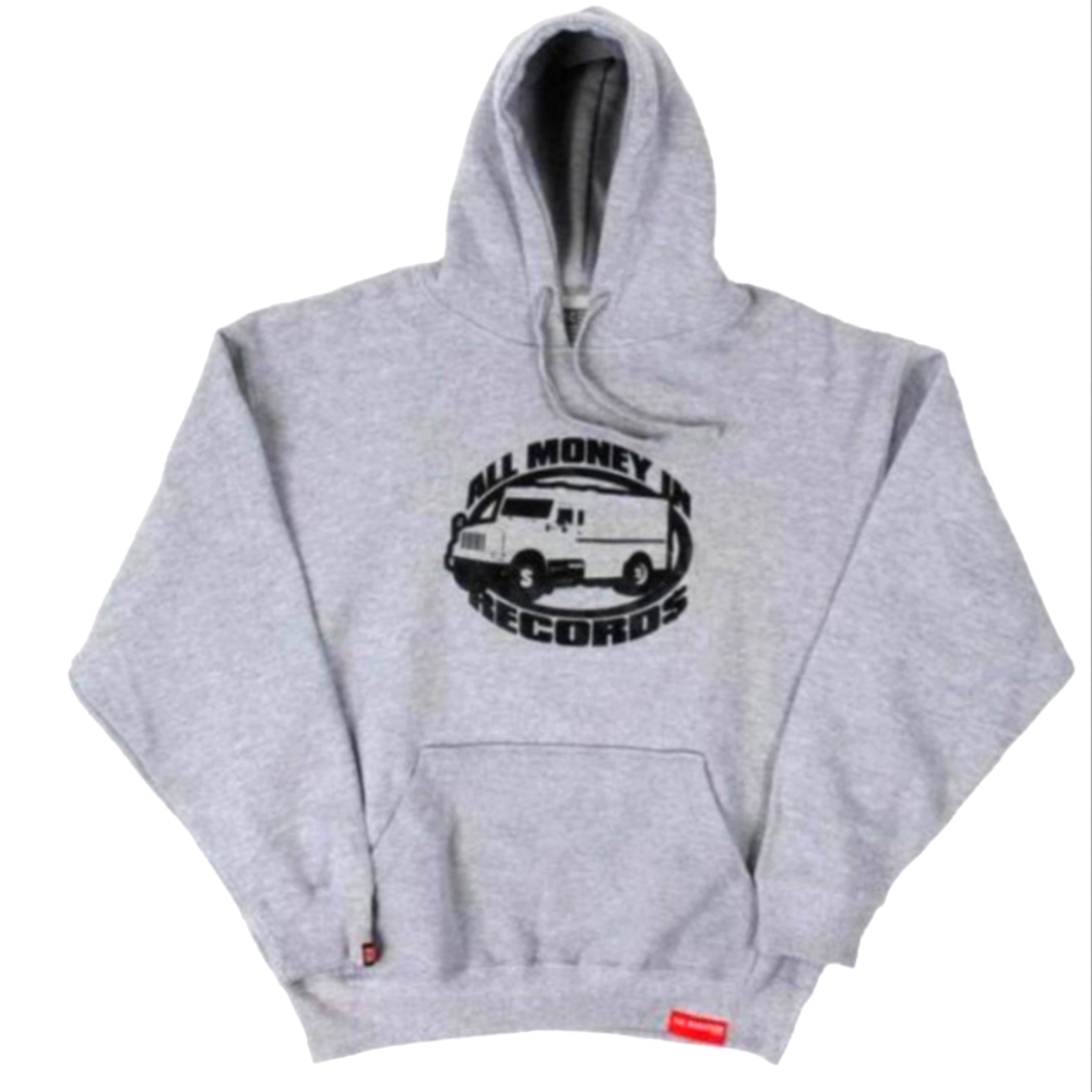 THE MARATHON CLOTHING All Money In Records Hoodie in Gray/Blk Size Small